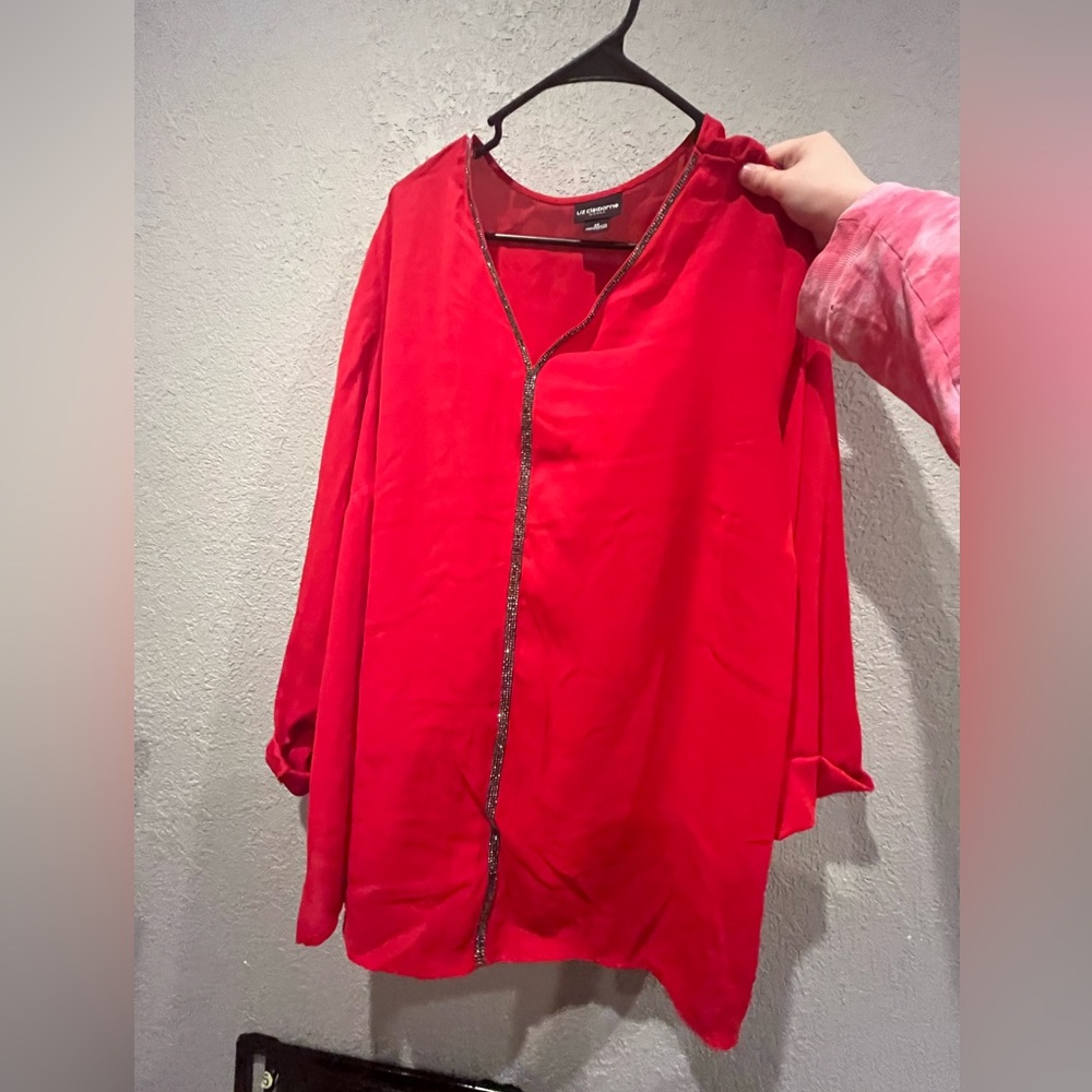 Red with silver rhinestones top